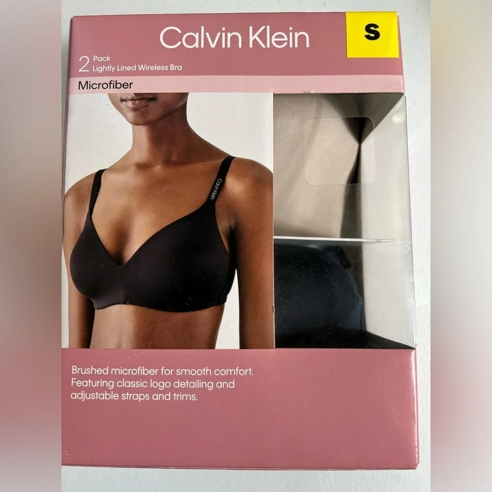Open box Calvin Klein 2‎ pack wireless bra navy cream
